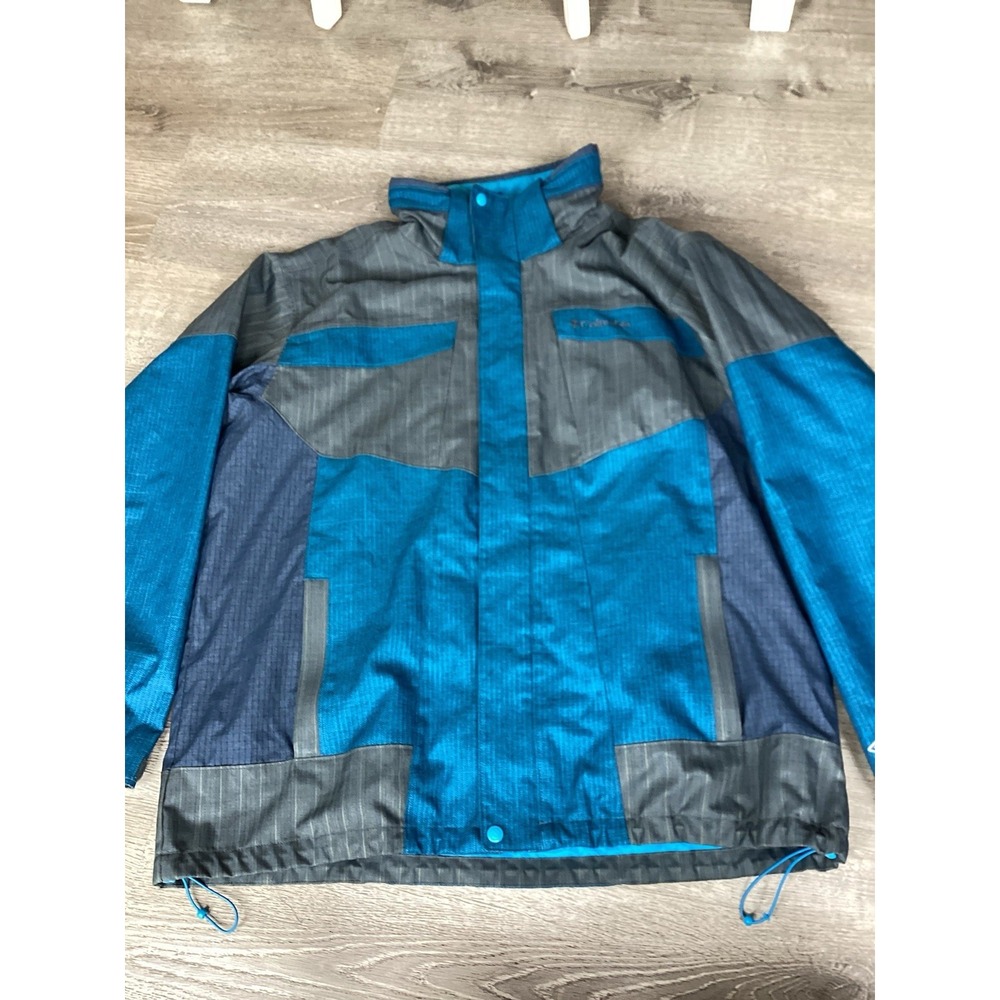 Columbia Mens Size XL Omni Tech Interchange Core Bugaboo Blue Gray Coat 3 In 1